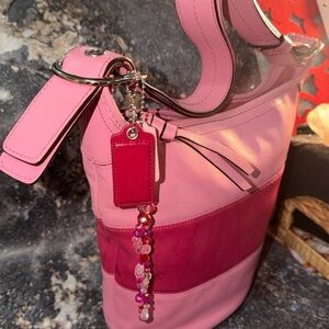 Coach Pink and Red bucket convertible Shoulder Bag